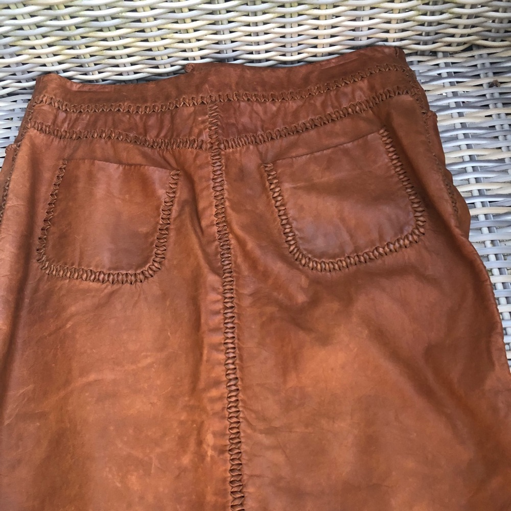 Ralph Lauren Western Leather Skirt 4 Rawhide - Picture 13 of 15